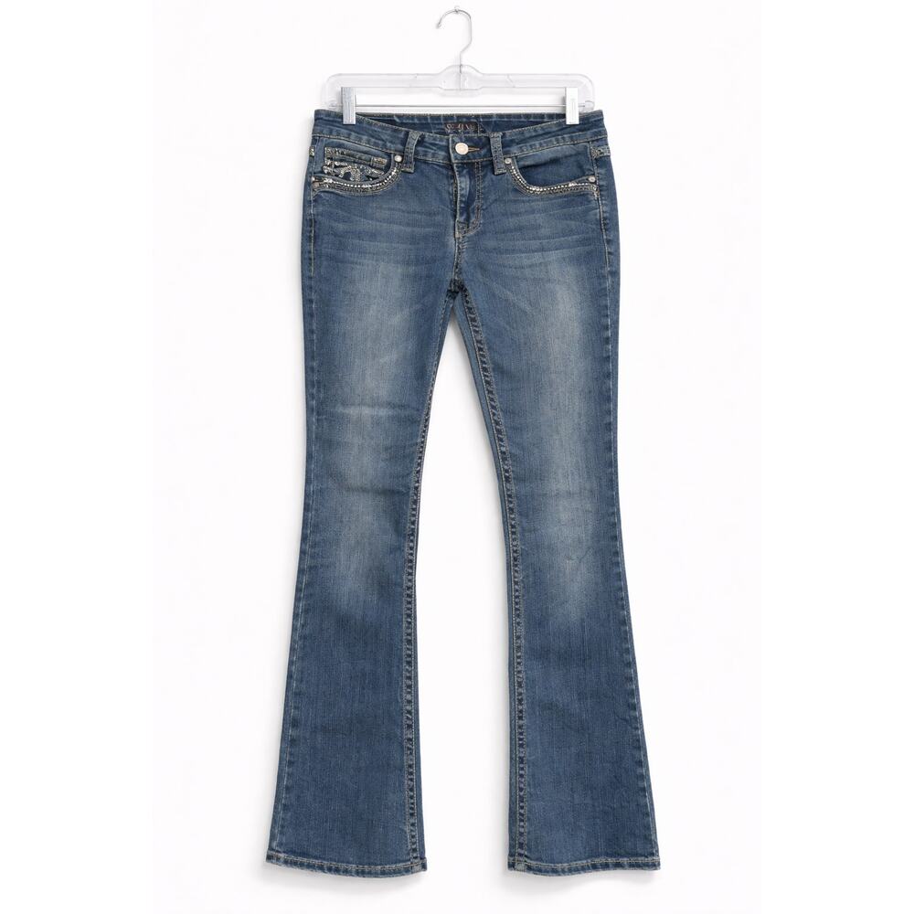 Shyanne Embroidered Bootcut Jeans Womens Size 29 Embelished Pockets Distressed